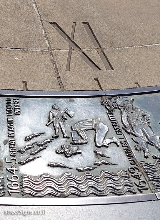 London - Sundial at Tower Hill Station - Charles I Executed