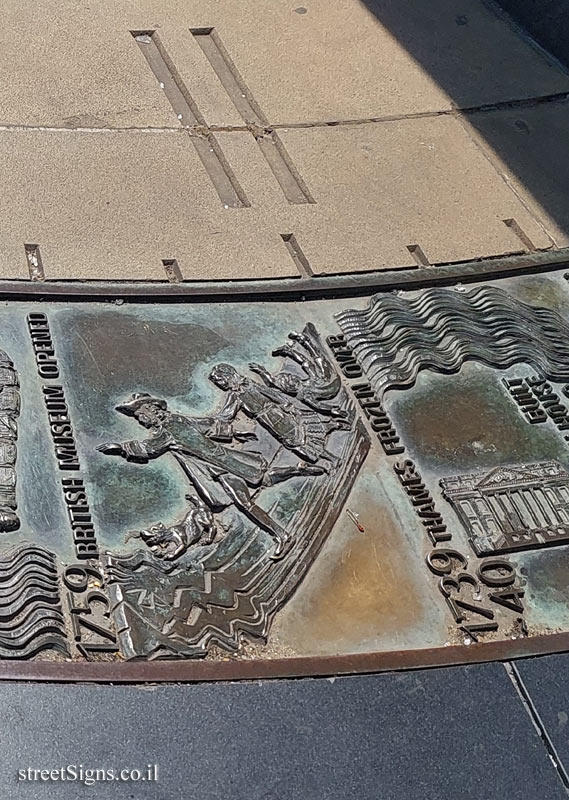 London - Sundial at Tower Hill Station - Thames Frozen Over