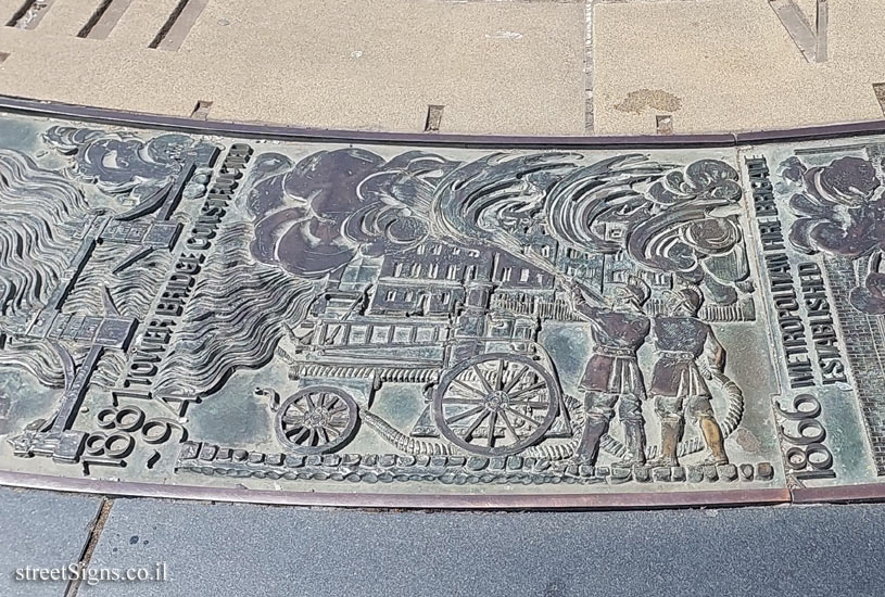 London - Sundial at Tower Hill Station - Metropolitan Fire Brigade Established