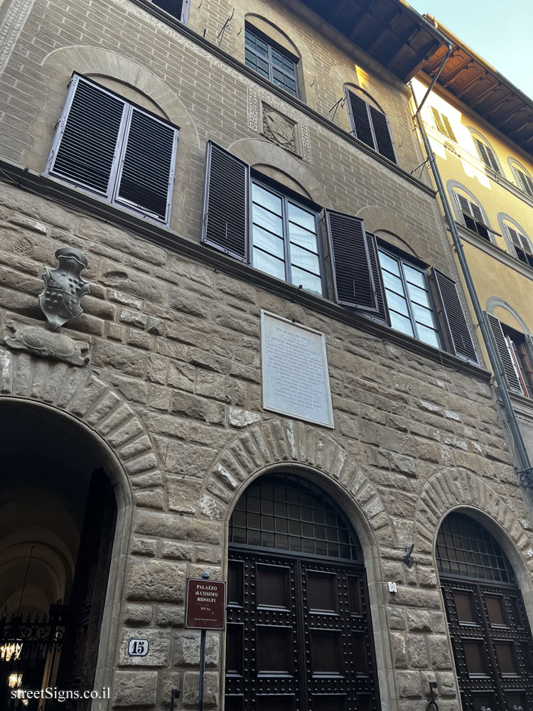 Florence - the house where Senator Cosimo Ridolfi was born - Via Maggio, 15, 50125 Firenze FI, Italy
