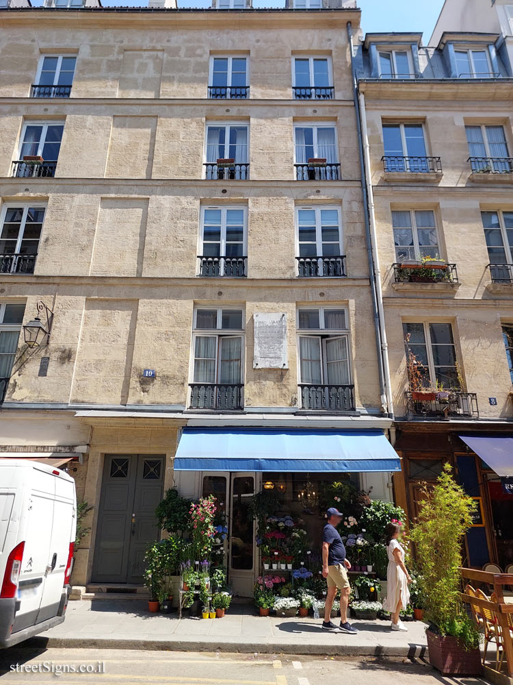 Paris - the house where the politician Joseph Lakanal died - 10 Rue de Birague, 75004 Paris, France