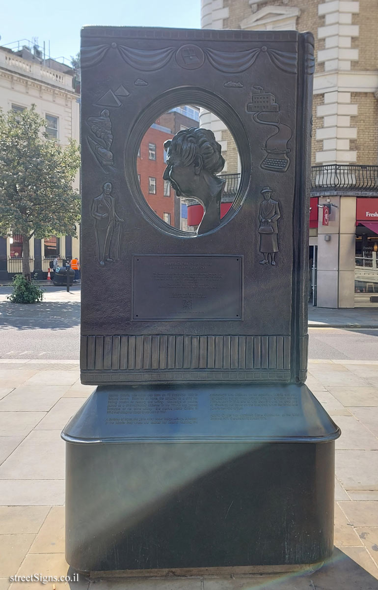 London - Agatha Christie memorial statue - 22-77 Cranbourn St, London, UK