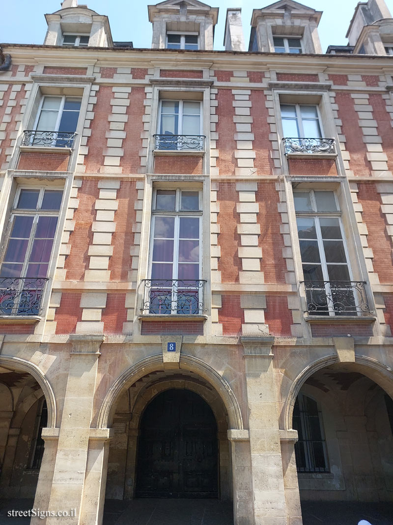 Paris - the place where the poet Théophile Gautier lived - 8 Pl. des Vosges, 75004 Paris, France