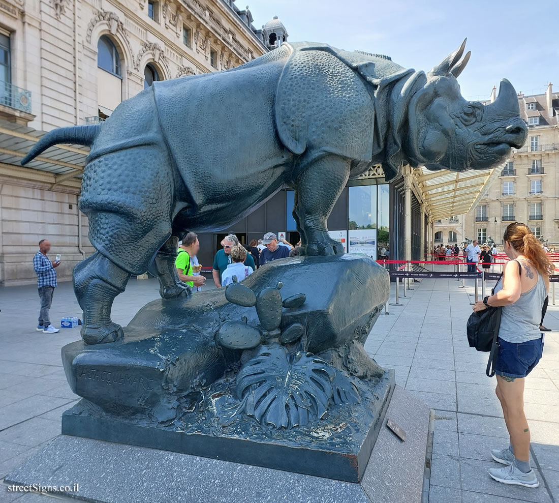 Paris - Musée d’Orsay - "Rhinoceros" outdoor sculpture by Alfred Jacquemart - Musée d’Orsay, 75007 Paris, France