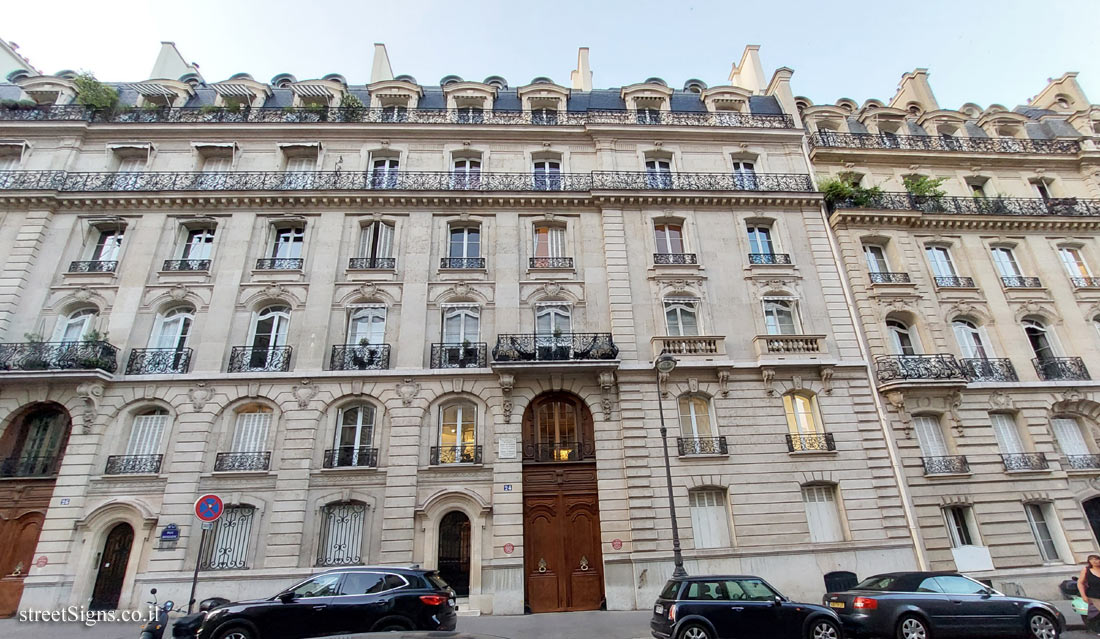 Paris - the house where the poets Henri de Régnier and Marie de Régnier lived - 24 Rue Boissière, 75116 Paris, France