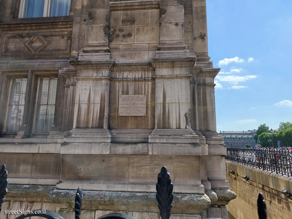Paris - Liberation of Paris on the plaque placed on the town hall - Hôtel de Ville, 75004 Paris, France