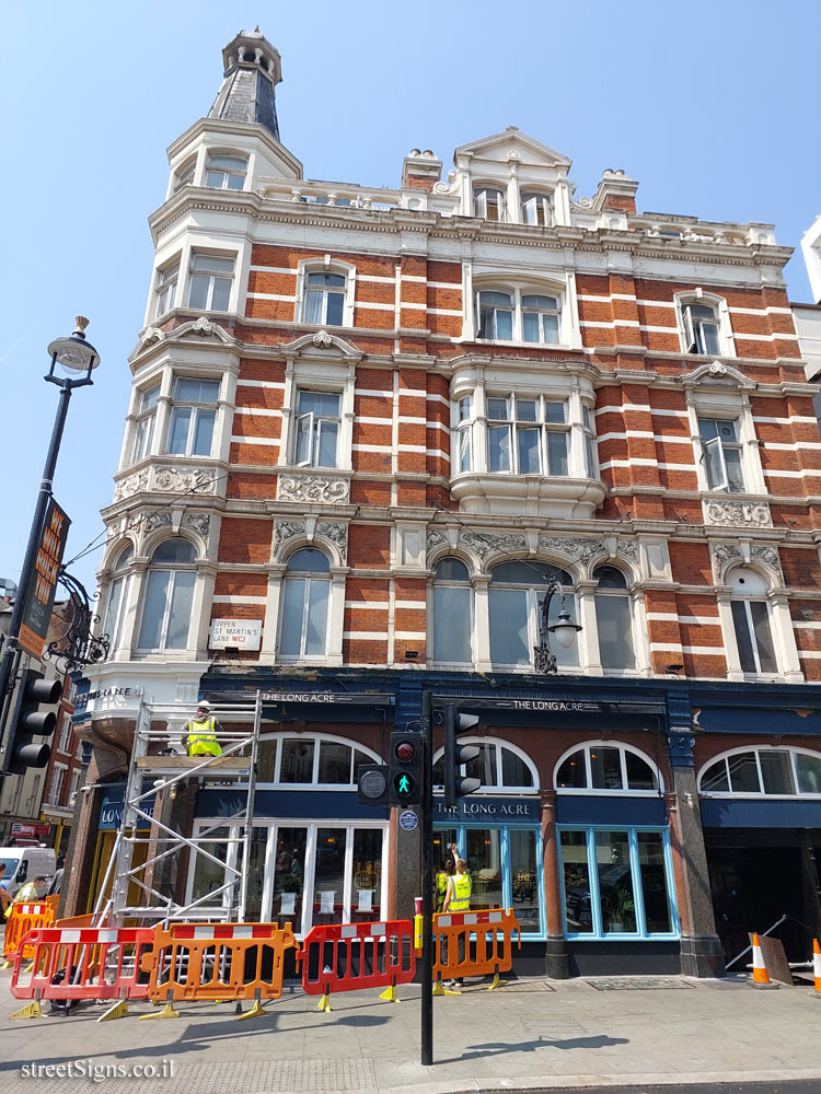 London - the place where the first television broadcast was held in Great Britain - 1 Upper St Martin’s Ln, London WC2H 9NY, UK