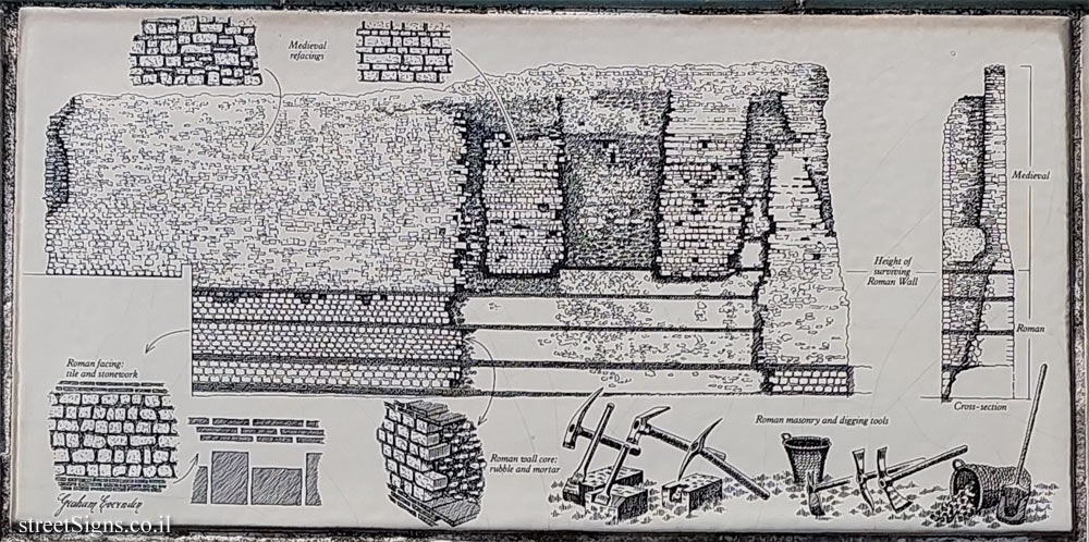 London - The London Wall Walk - The materials of which the wall is composed - Tower Hill, London EC3N 4DR, UK