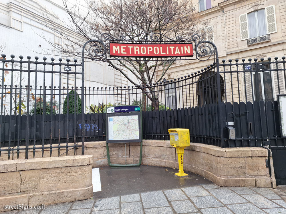 Paris - the entrance sign to the Saint-Georges metro station - Saint-Georges, 75009 Paris, France