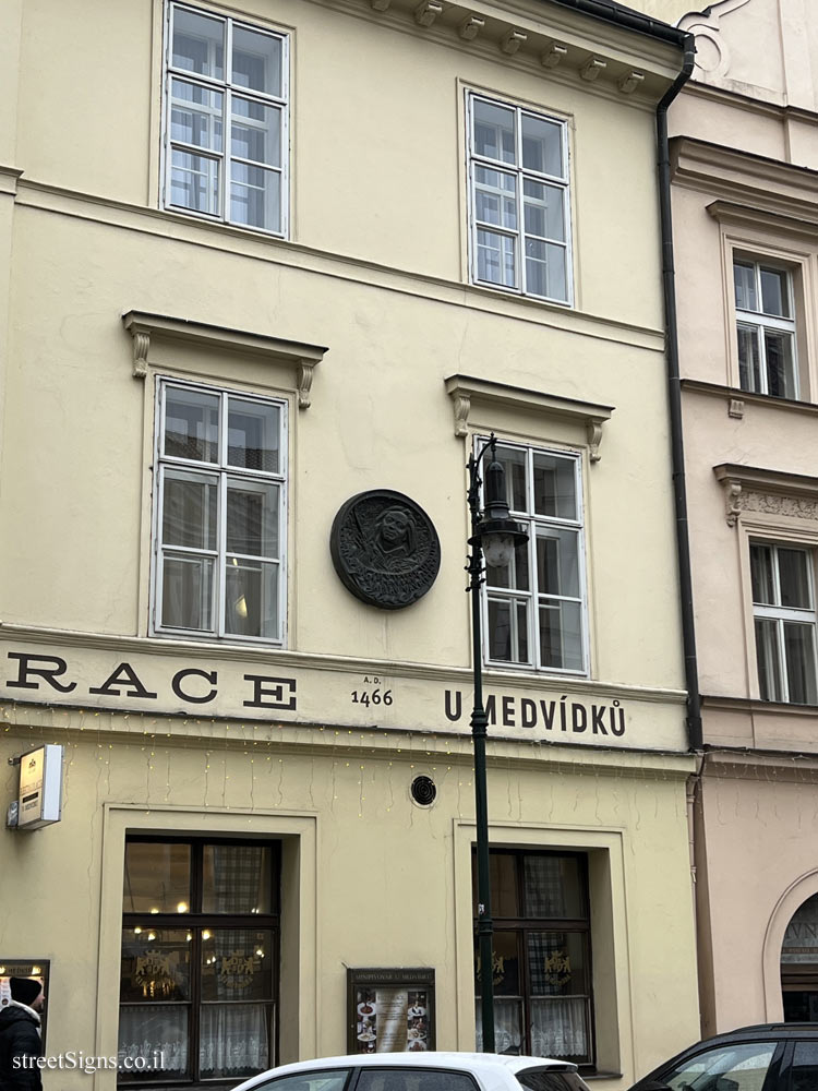 Prague - commemorative plaque at the place where the painter Wenzel Lorenz Reiner lived - Na Perštýně 345, Staré Město, 110 00 Praha-Praha 1, Czechia