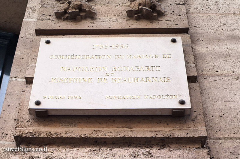 Paris - the place where Napoleon Bonaparte and Josephine de Boerna married in a civil ceremony - 3 Rue d’Antin, 75002 Paris, France