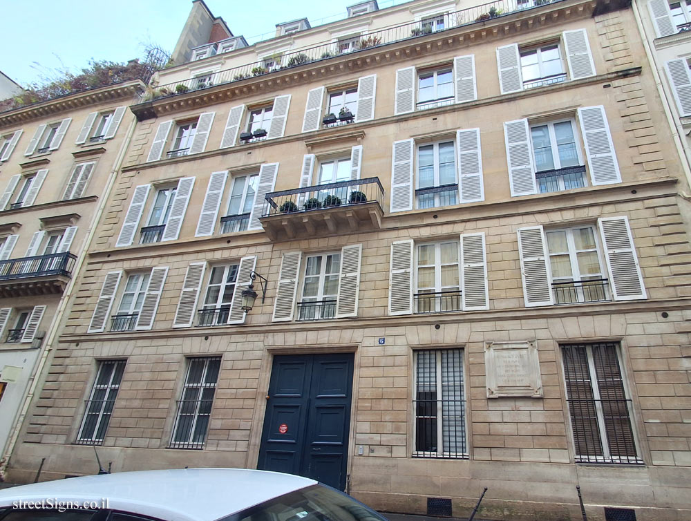Paris - the house where the French poet and writer Alfred de Musset lived - 6 Rue du Mont Thabor, 75001 Paris, France