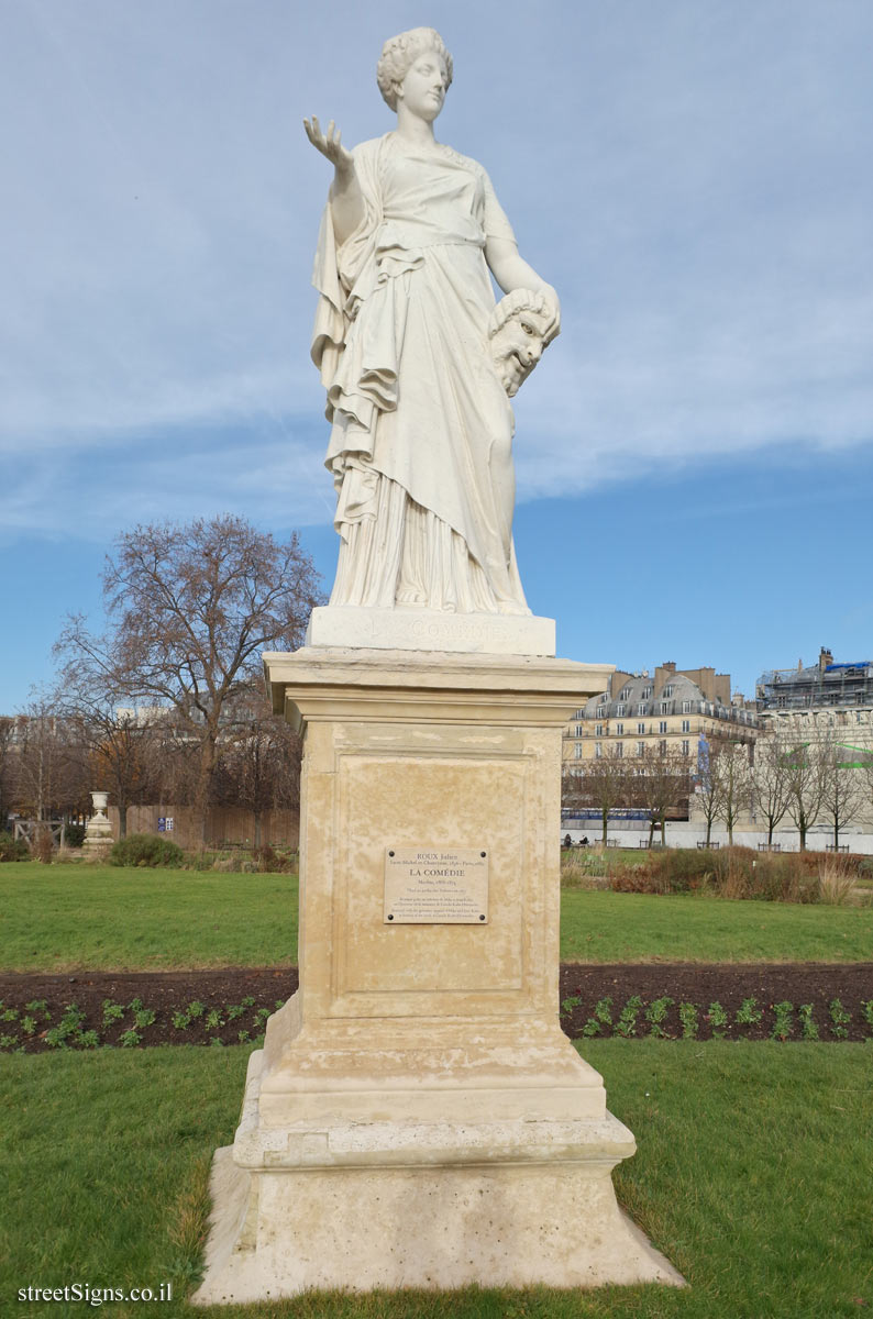 Paris - Tuileries Gardens - "The Comedy" outdoor sculpture by Julien Roux - Louvre - Tuileries, Paris, France