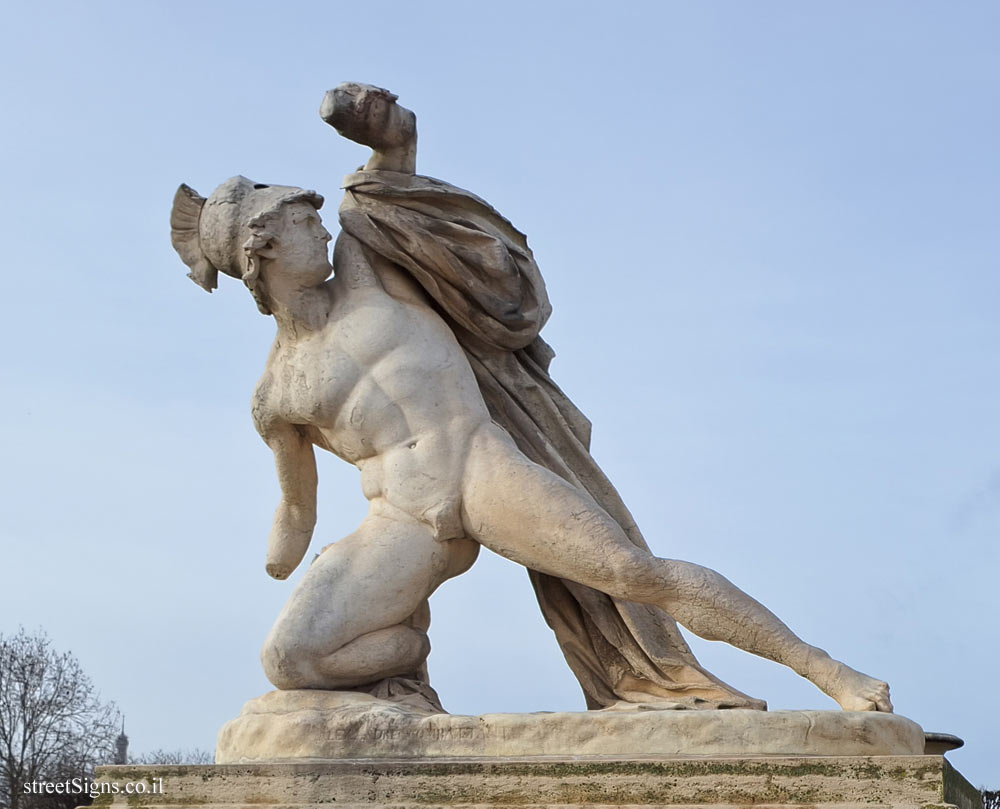 Paris - Tuileries Gardens - "Alexander fighting" outdoor sculpture by Charles-François Lebœuf - Louvre - Tuileries, Paris, France