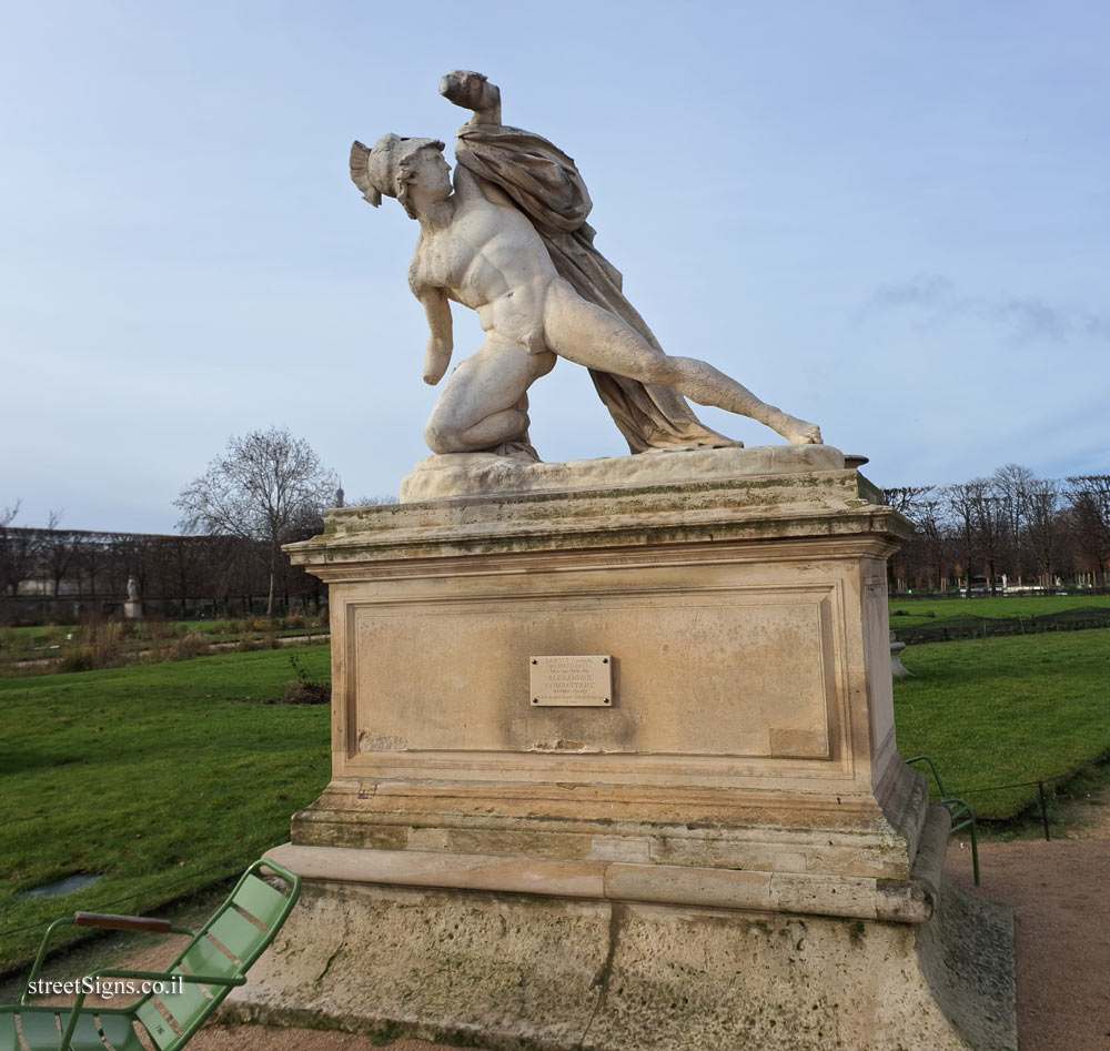 Paris - Tuileries Gardens - "Alexander fighting" outdoor sculpture by Charles-François Lebœuf - Louvre - Tuileries, Paris, France