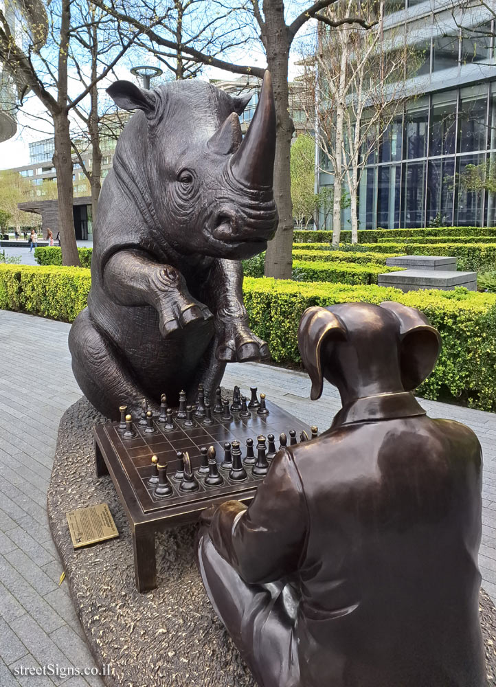 London - "The White Rhino Was Thinking Ahead with Dogman...’" outdoor sculpture by Gillie and Marc - 3 More London Pl, London SE1 2AU, UK