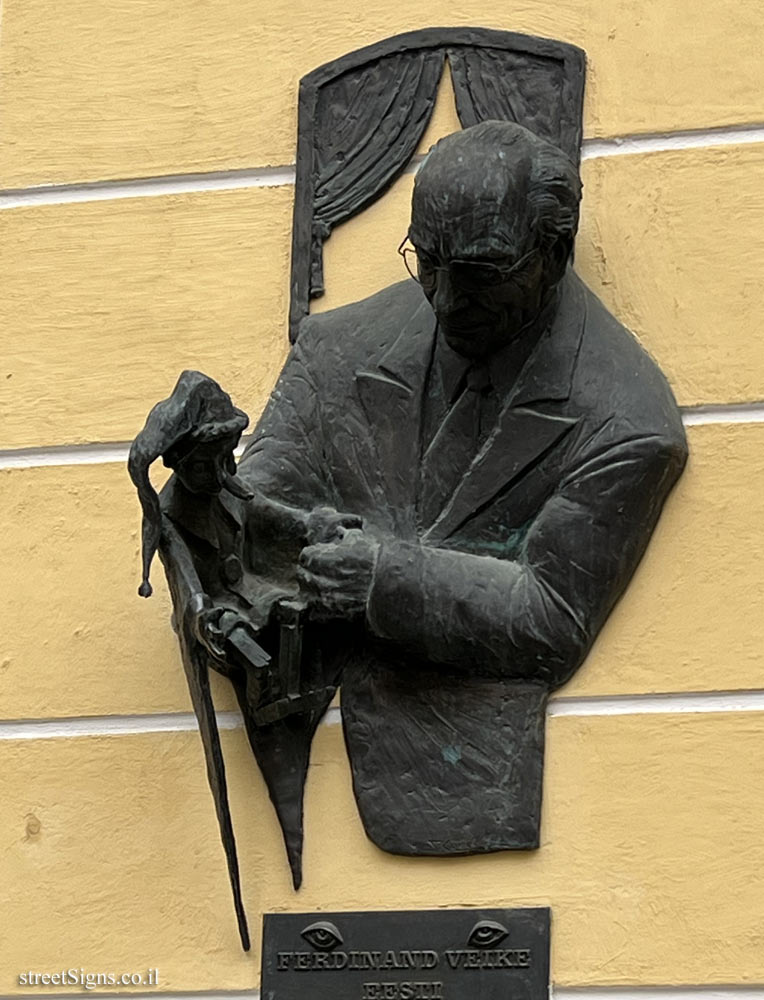 Tallinn - commemorative plaque to Ferdinand Veike, founder of the National Puppet Theatre - Lai 1, 10133 Tallinn, Estonia