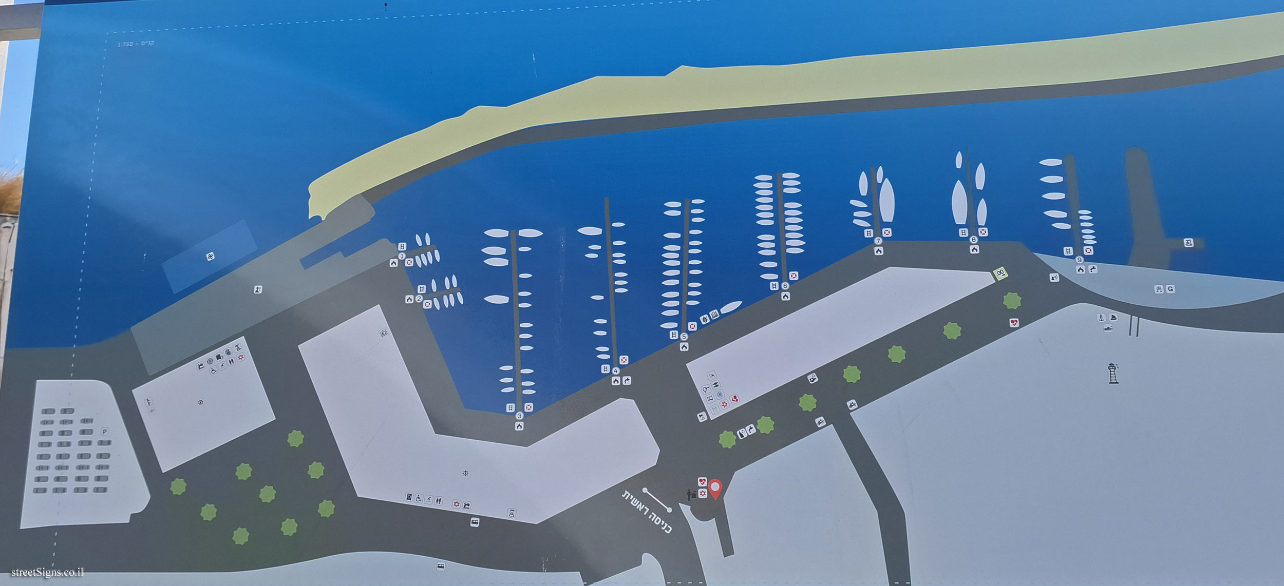 Tel Aviv - Blue Flag Beach - Jaffa Port - Map of the port