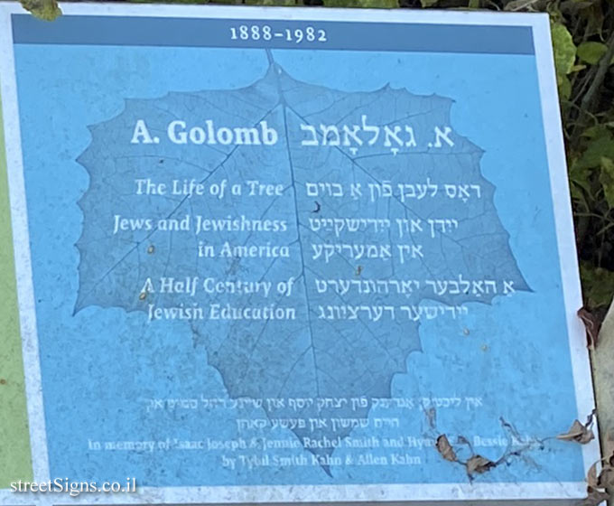 Amherst - Yiddish Writers Garden - Educators, journalists and political activists - Avraham Golomb