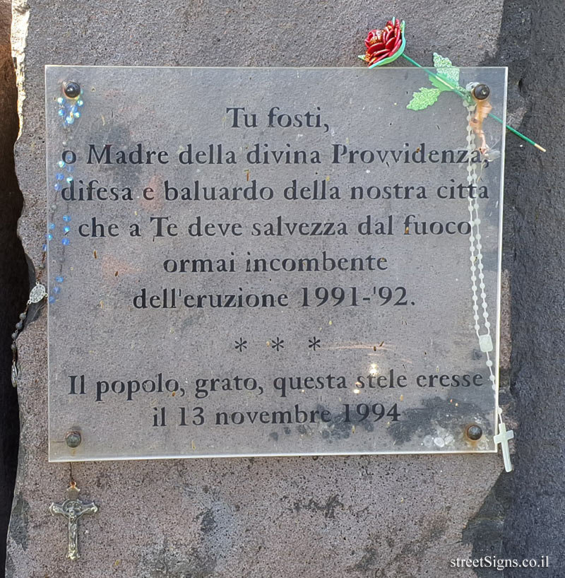 Zafferana Etnea - a statue of the Madonna in the place where the lava flow stopped in 1992 - Via Zerbate, 7, 95019 Zafferana Etnea CT, Italy