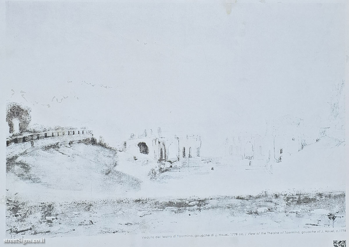 Taormina - Ancient theatre of Taormina - Illustration from the 18th century