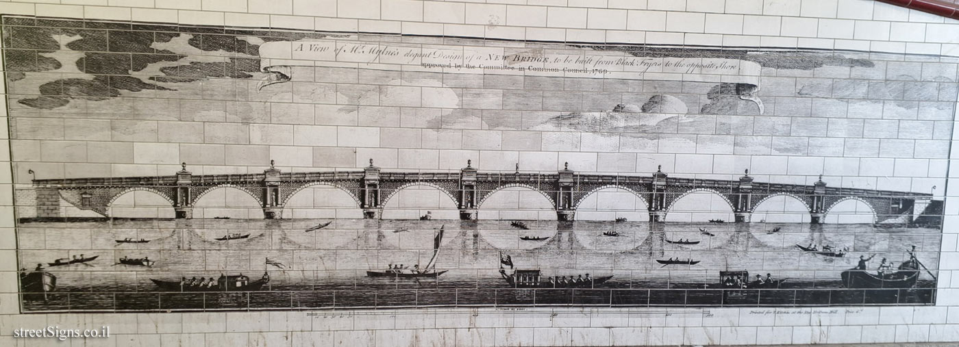London - Historical Illustrations of Blackfriars Bridge in the Underpass - The resulting design of the first bridge