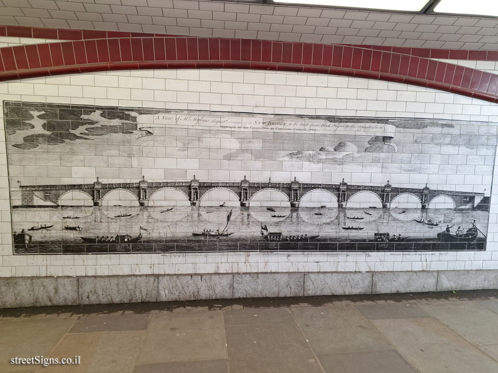London - Historical Illustrations of Blackfriars Bridge in the Underpass - The resulting design of the first bridge