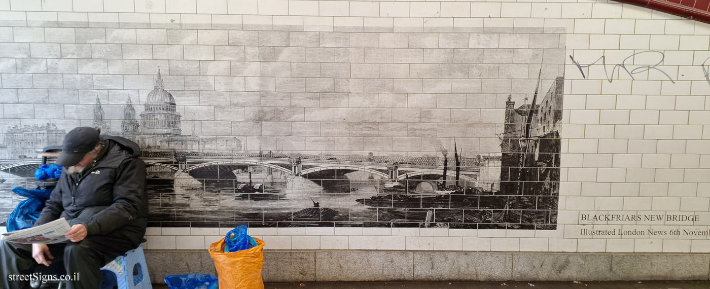 London - Historical Illustrations of Blackfriars Bridge in the Underpass - An illustration of the new bridge (1869)
