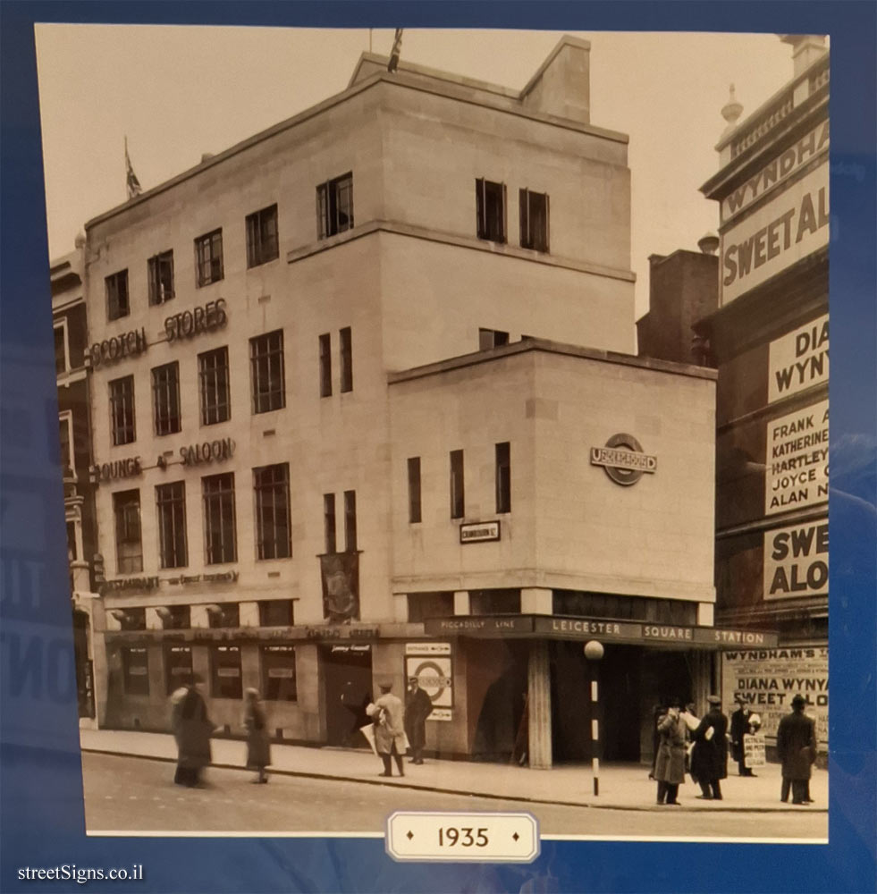 London - London Underground History - Leicester Square - station entrance designed by Charles Holden (1935)