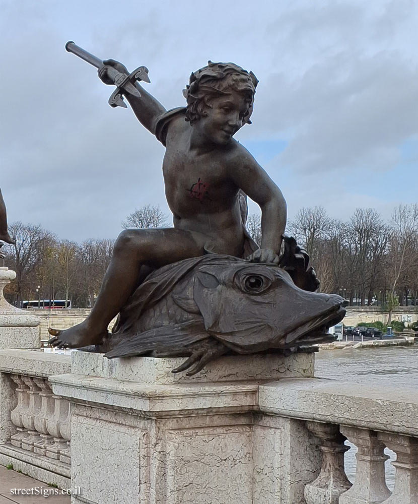 Paris - Alexander III Bridge - "Boy and Fish" statue
