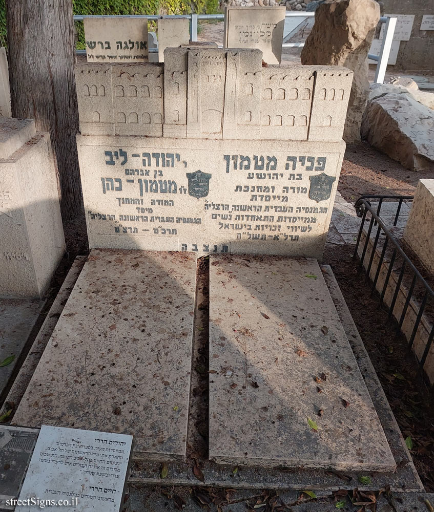 Tel Aviv-Trumpeldor Cemetery - The grave of Phanya and Yehuda-Leib Metmann-Cohen