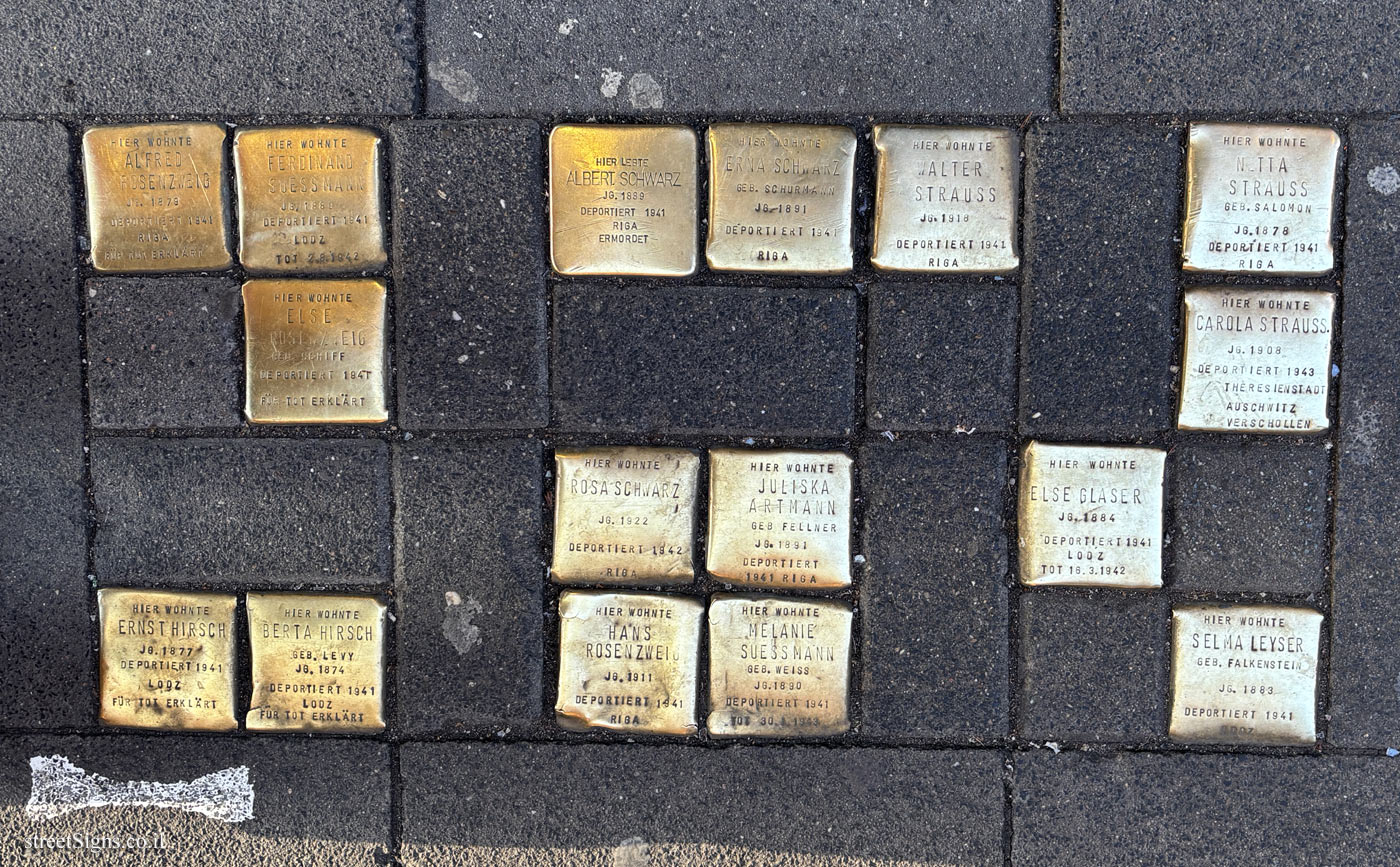 Cologne - 16 Memorial plaque (Stolpersteine) in one place