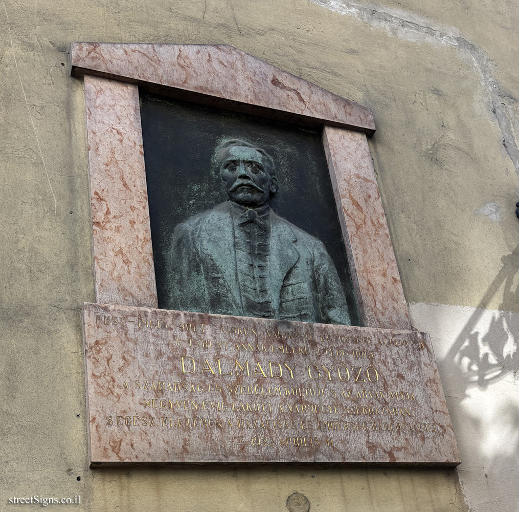 Budapest - Memorial plaque to the poet Dalmady Győző