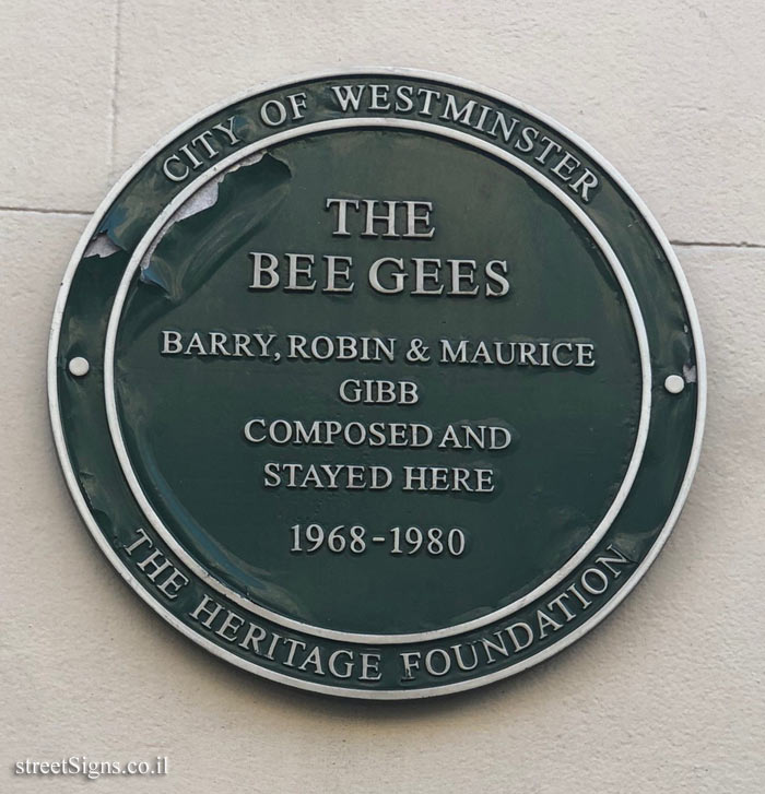 London - A memorial plaque where members of the Bee Gees band stayed and worked