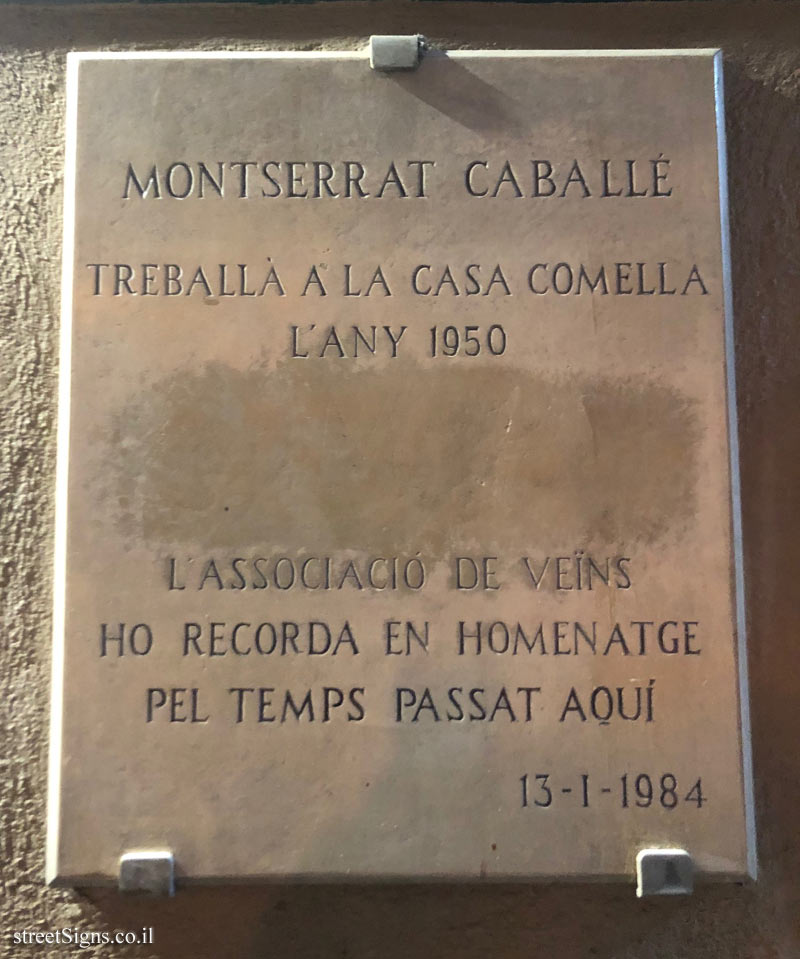 Barcelona - A commemorative plaque at Montserrat Caballé’s workplace