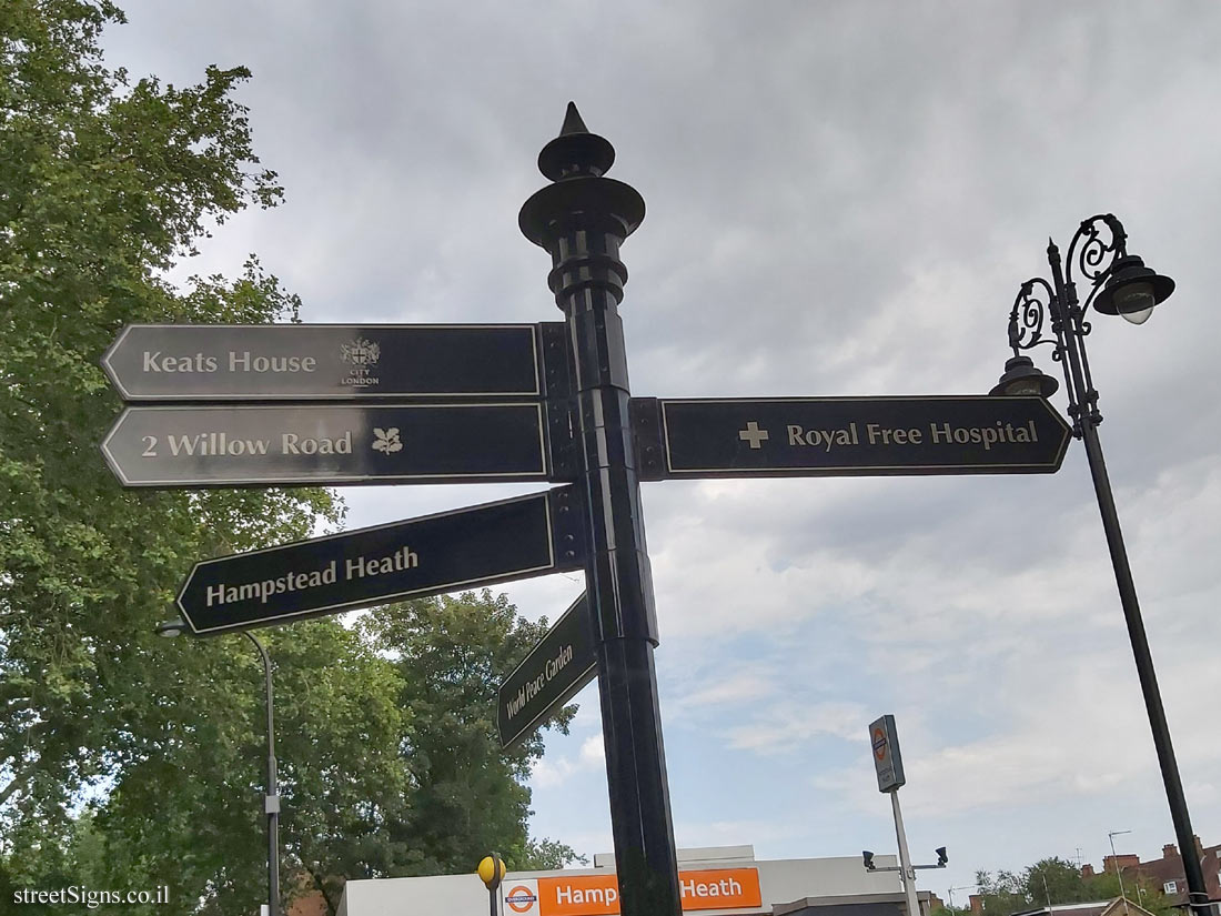 London - Hampstead - A direction sign for sites in the area