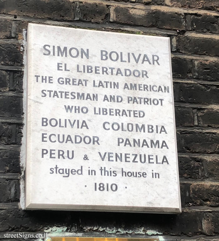 London - Where Simon Bolivar was staying