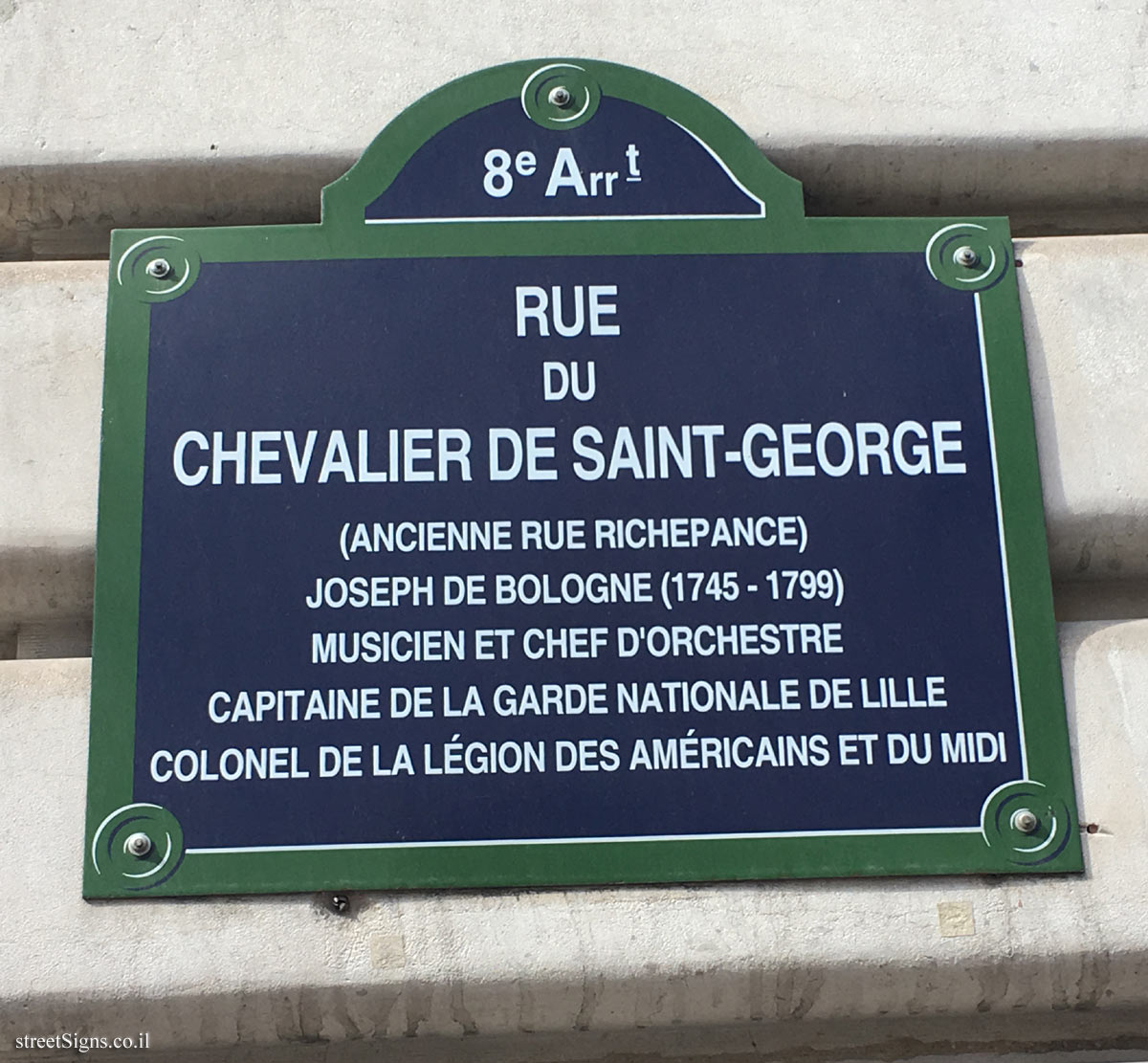 Paris - 8th arrondissement - Rue du Chevalier de Saint-George