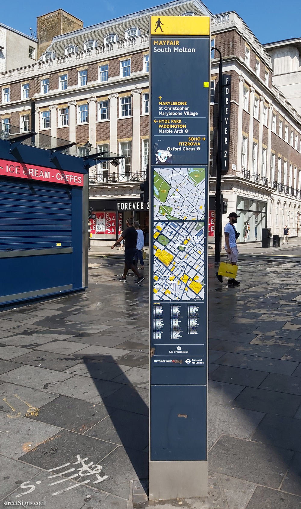 London - MAYFAIR - A pedestrian signpost