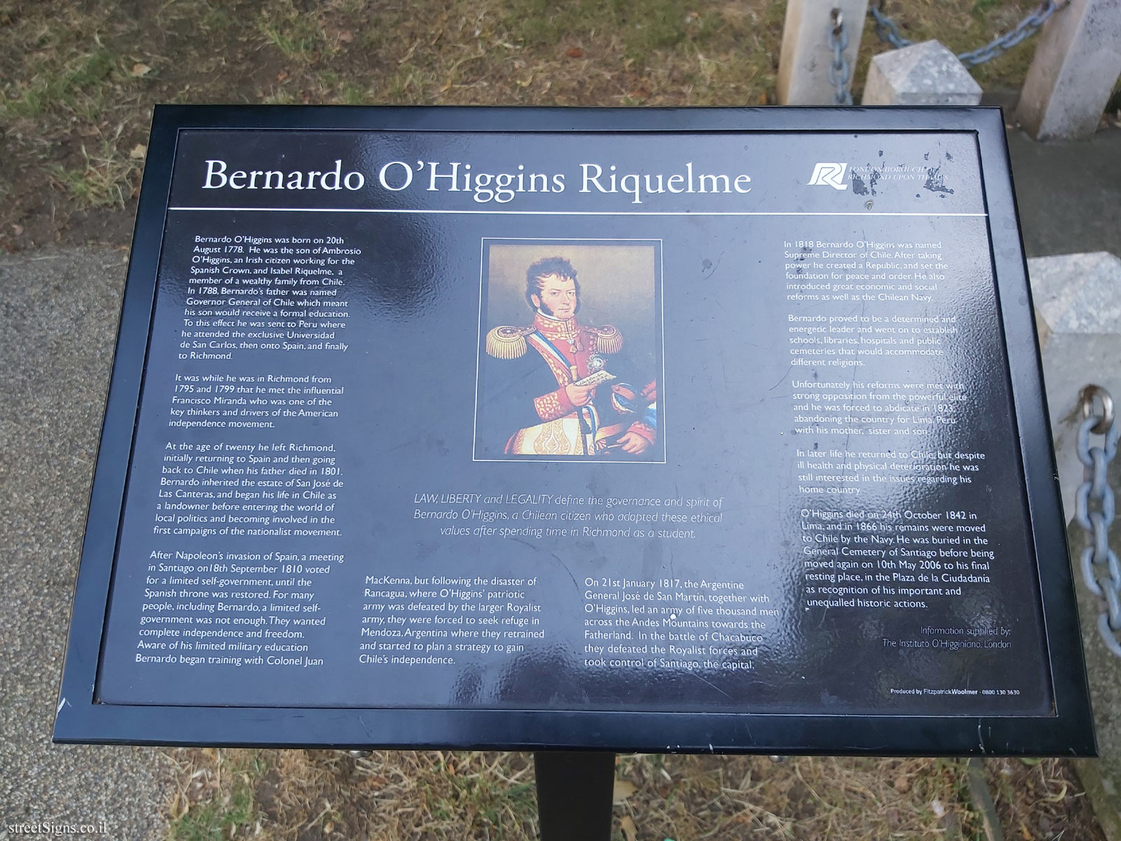 Richmond (London) - Memorial to Bernardo O’Higgins Riquelme