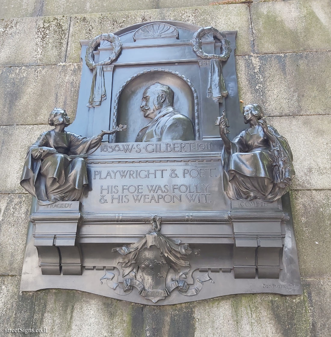 London -  A memorial plaque to Sir William Schwenck Gilbert