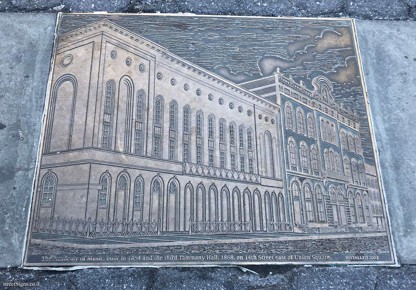 New York - Union Square Route - The Academy of Music & Tammany Hall in the 19 century