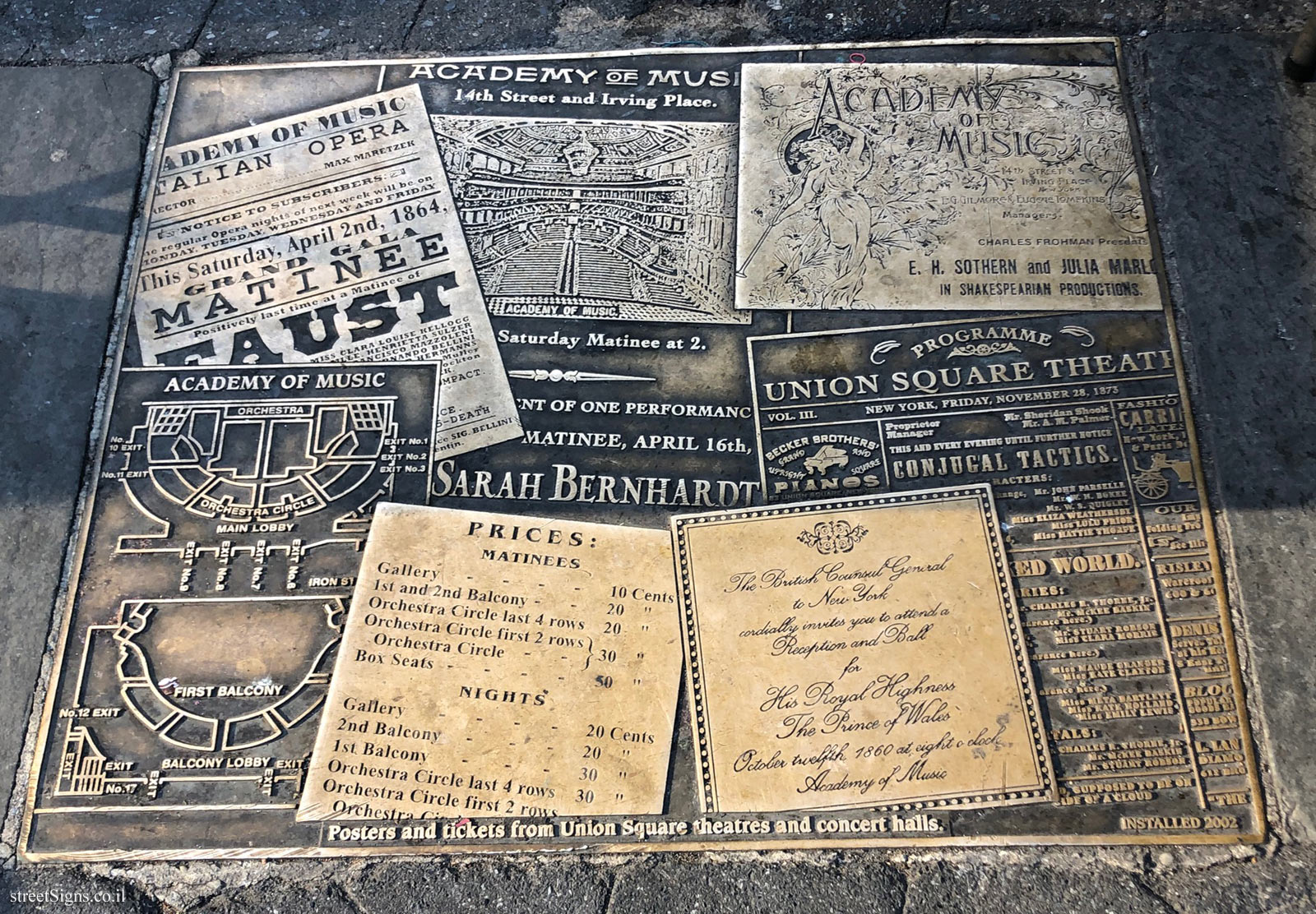 New York - Union Square Route - Posters and tickets for the Square shows in the 19th century