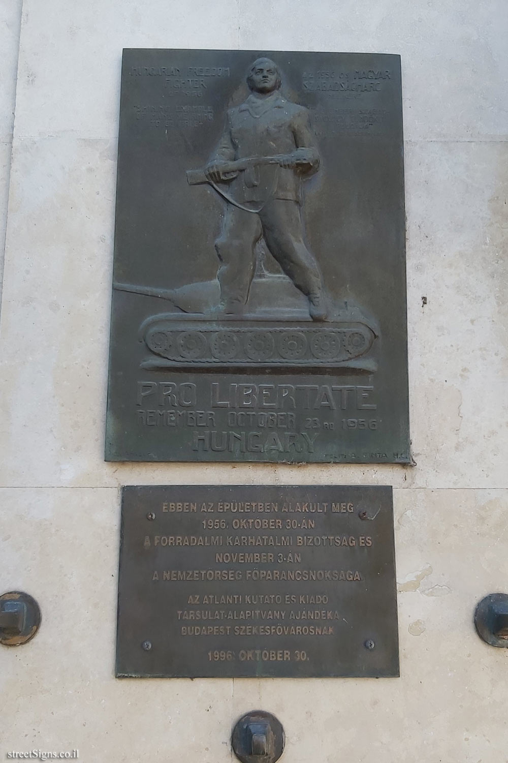 Budapest - a board of honor to the Hungarian freedom fighter in the Hungarian uprising