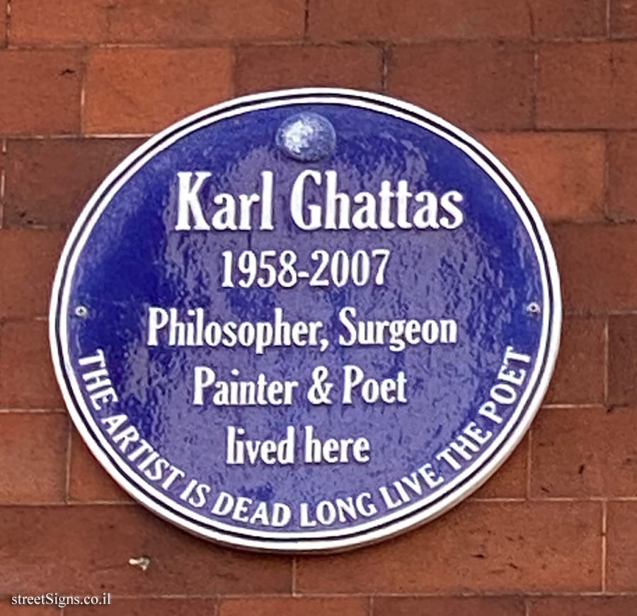 London - A commemorative plaque in the residence of Karl Ghattas