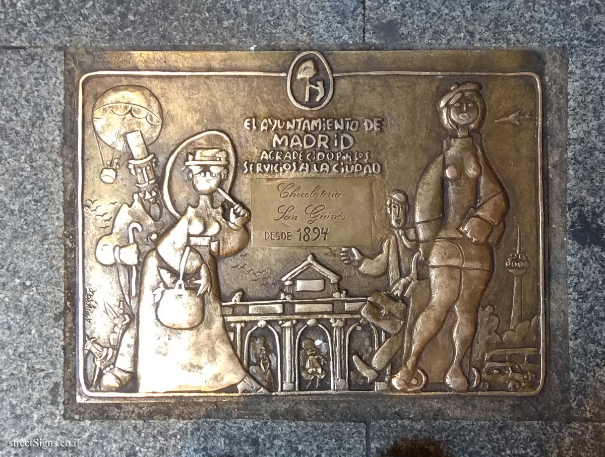 Madrid - Appreciation plaque for the San Ginés chocolate shop