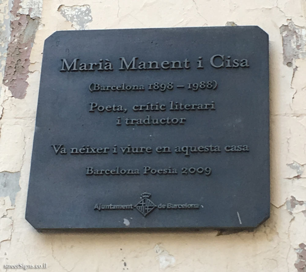 Barcelona - The home of Marià Manent i Cisa