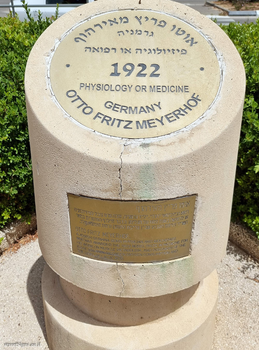 Rishon Lezion - Nobel Laureates Boulevard - Otto Fritz Meyerhof