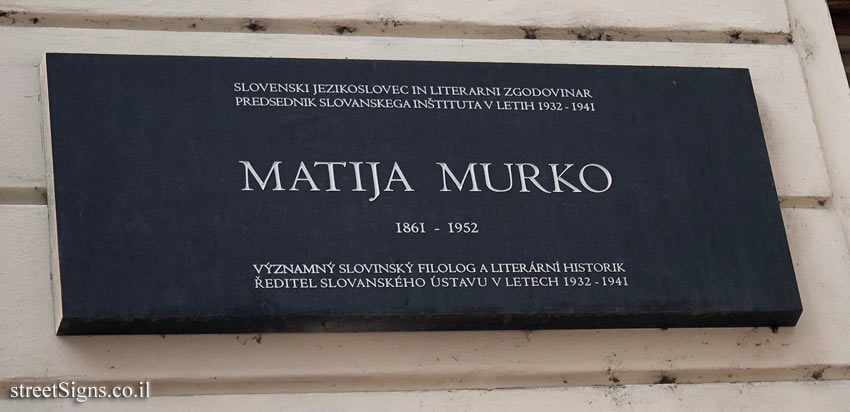 Prague - Memorial plaque for MATIJA MURKO