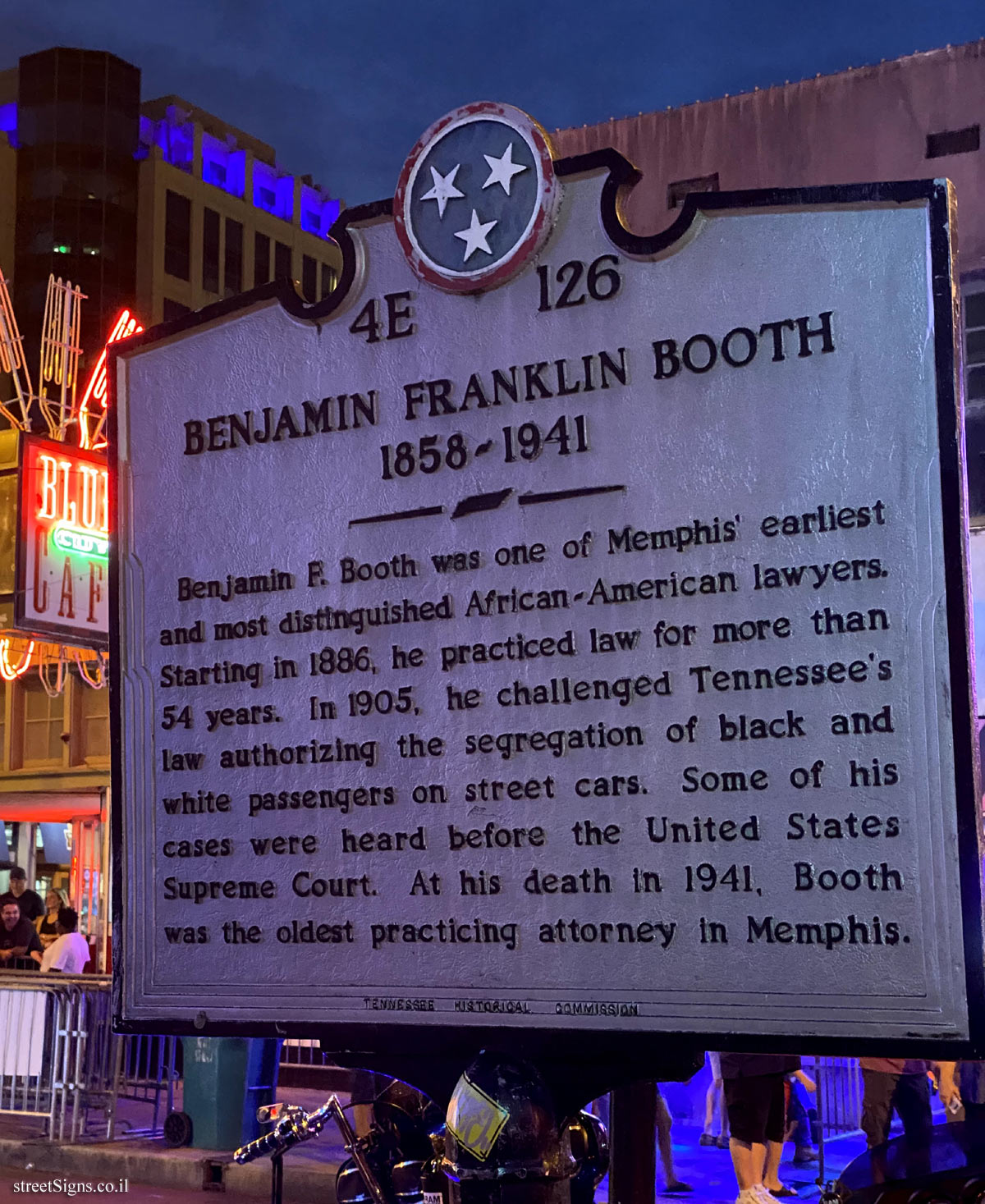 Memphis - Commemorative Board for Lawyer Benjamin Franklin Booth